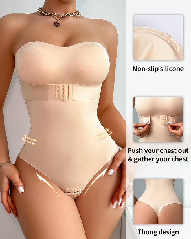 Body Shaper Femenino Sin Tirantes Control Abdomen Enterizo Sin Costuras con Tanga