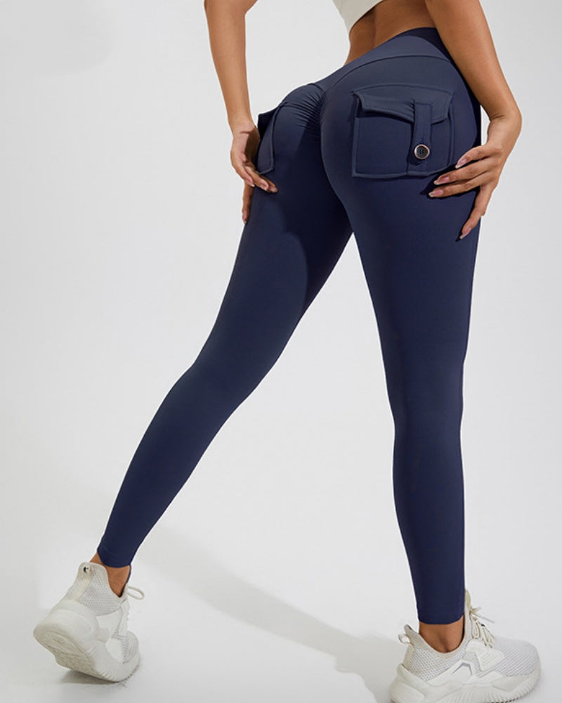 Leggings Deportivos Melocotón con Bolsillos Cargo