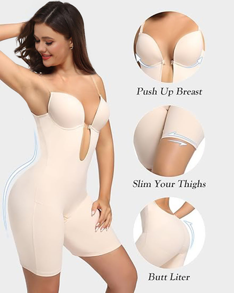 Shapshe® Body Moldeador Sin Mangas con Control Abdomen, Escote en U y Sostén Incorporado
