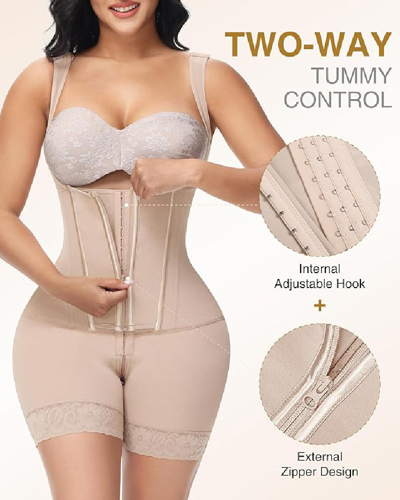 Shapshe® Faja de Alta Compresión con Cremallera Frontal hasta Media Muslo