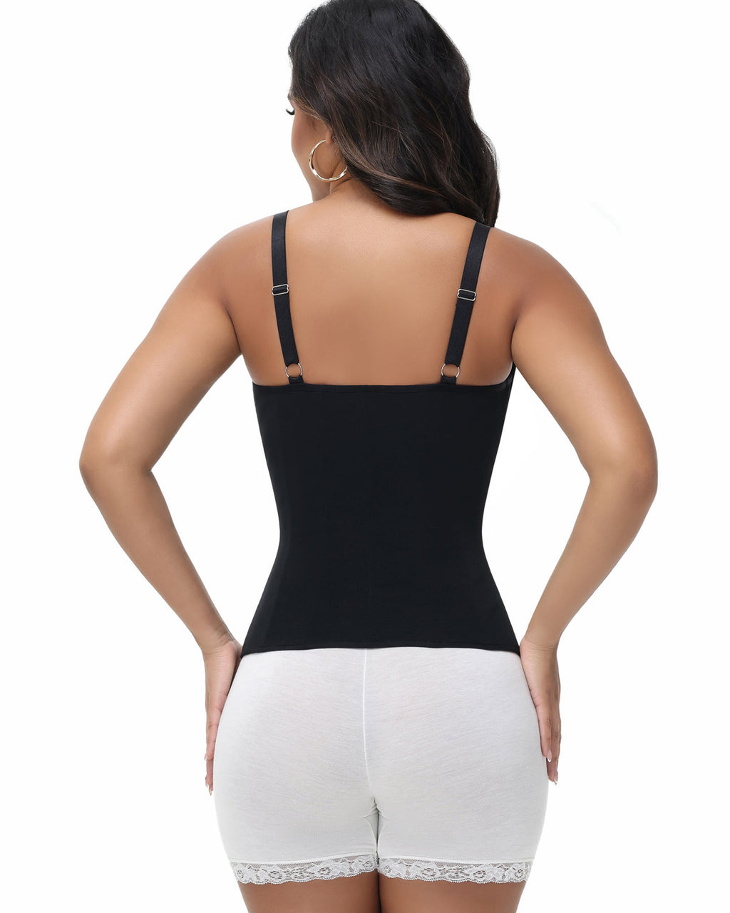Shapshe® Top Corset de Encaje con Escote en V Profundo, Cinturilla Entrenadora con Cierre Frontal