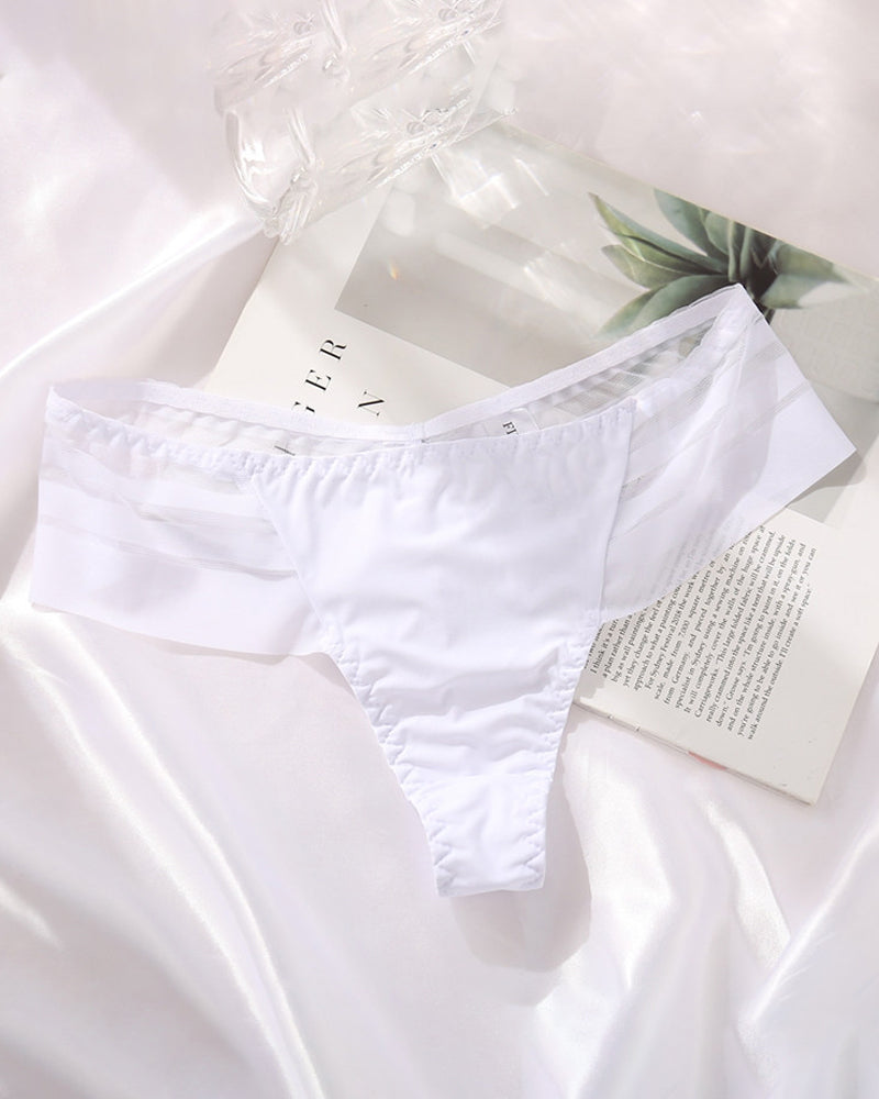 Bragas Sexys de Seda Helada a Rayas para Mujer, Sin Costuras, de Cintura Baja y Transpirables, Tanga