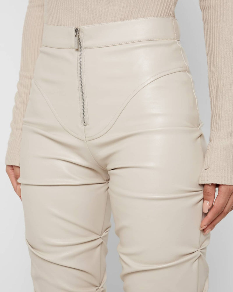 Pantalones Acampanados Plisados Personalizados de Cuero PU