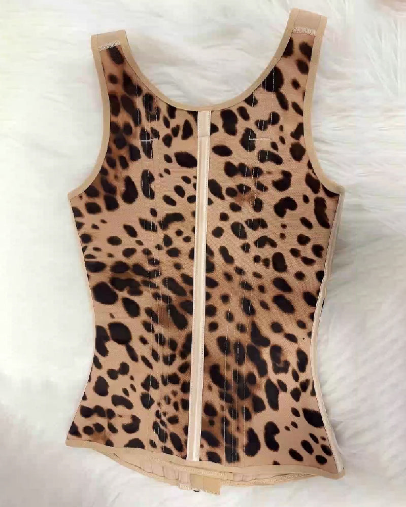 Chaleco de Leopardo para Mujer con Control de Abdomen y Cinturilla Moldeadora con Sostén