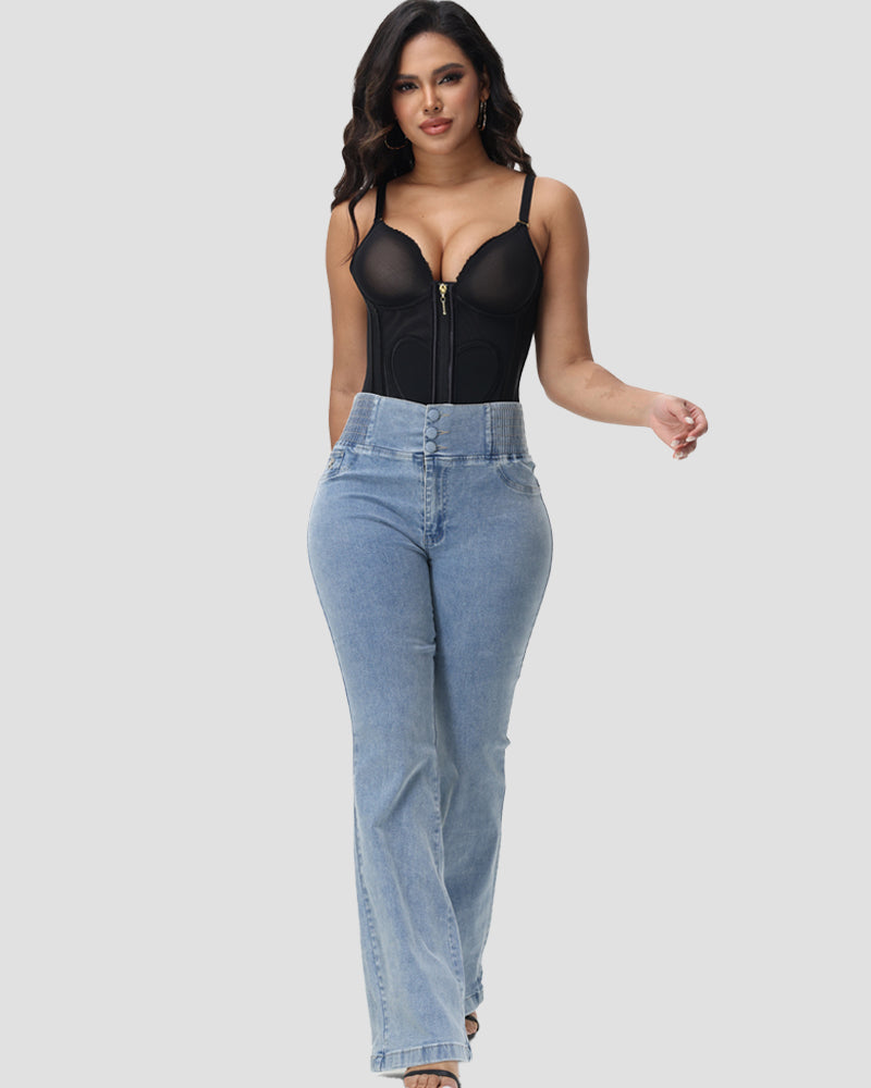 Jeans Shapshe® Skinny Acampanados de Tiro Alto con Cintura Elástica
