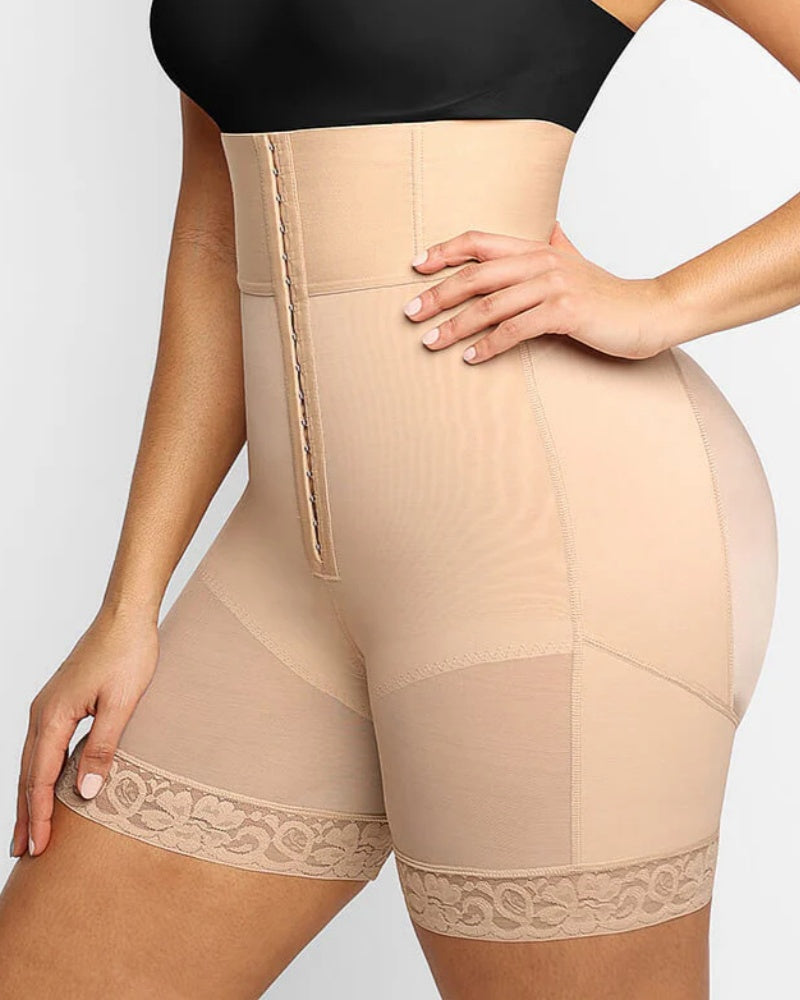 Shorts moldeadores de tiro alto con 3 ballenas para control de abdomen y realce de glúteos