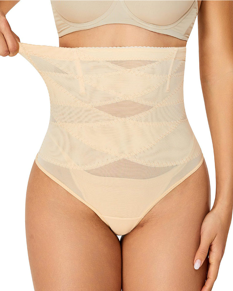 Bragas moldeadoras de cintura alta con malla, control firme del abdomen
