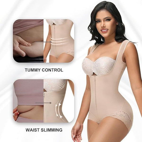 Shapshe® Moldeador Corporal de Alta Compresión con Control de Abdomen y Escote Abierto estilo Leopardo