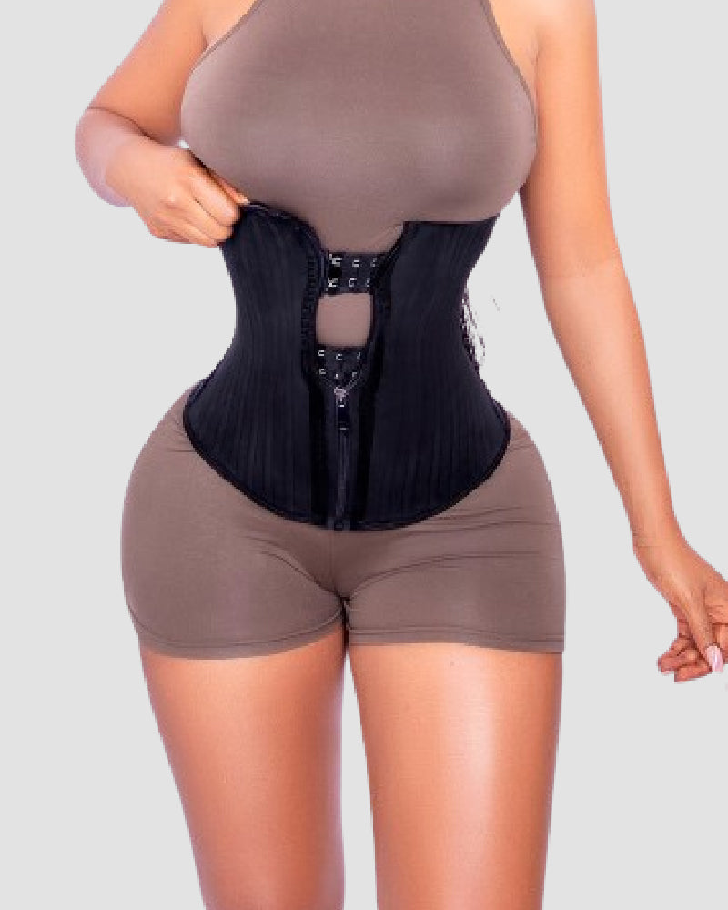 Trainer reductor de cintura con 29 huesos de acero, gancho y cierre, control de abdomen, corsé cincher