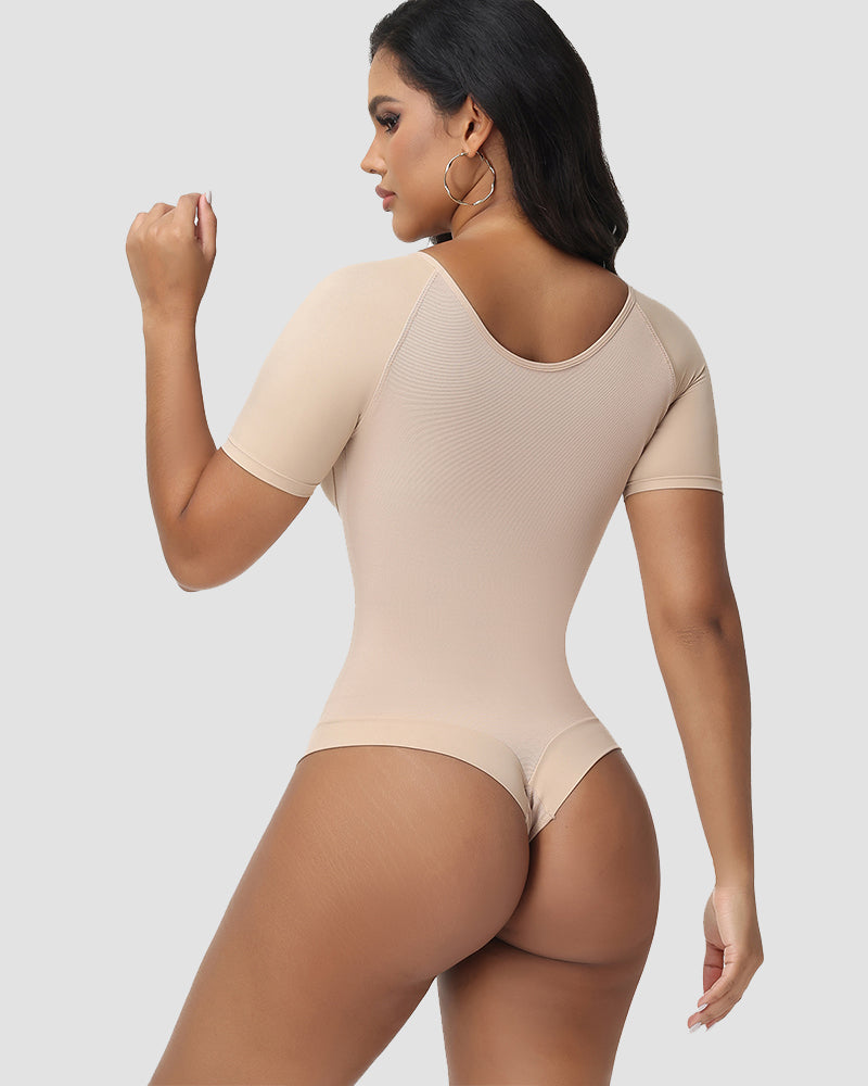 Shapshe® Body de Tanga con Control de Abdomen y Mangas Cortas