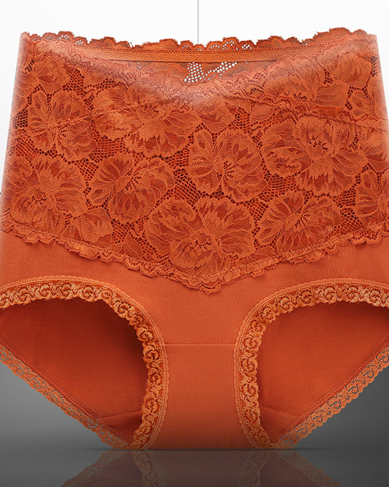 Bragas de encaje floral para mujer, con cintura alta en forma de V, control de abdomen, suaves y sexys