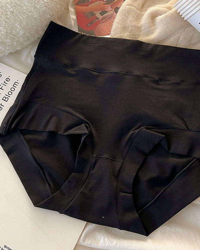Calzones Femeninos de Algodón de Fibra Larga, Sólidos, de Cintura Alta con Control de Abdomen