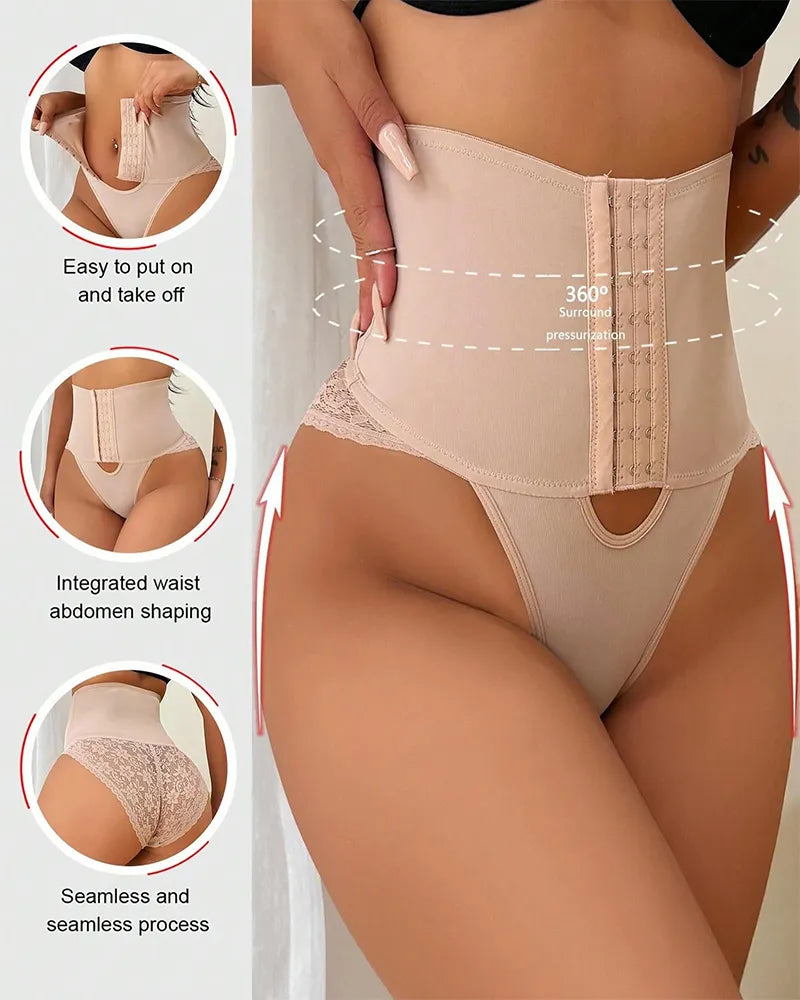 Shapshe® Faja de Apertura Frontal con Panty de Control de Abdomen y Detalles de Encaje