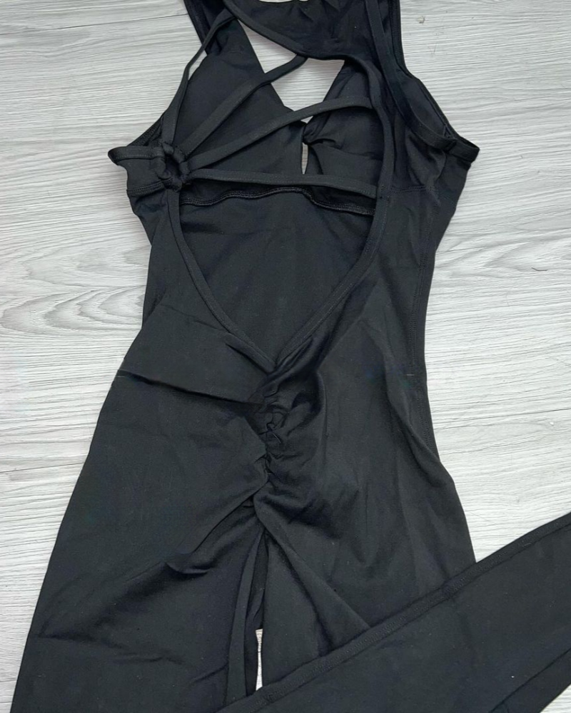 Mono de malla elástico sin mangas para mujer con hermosa espalda