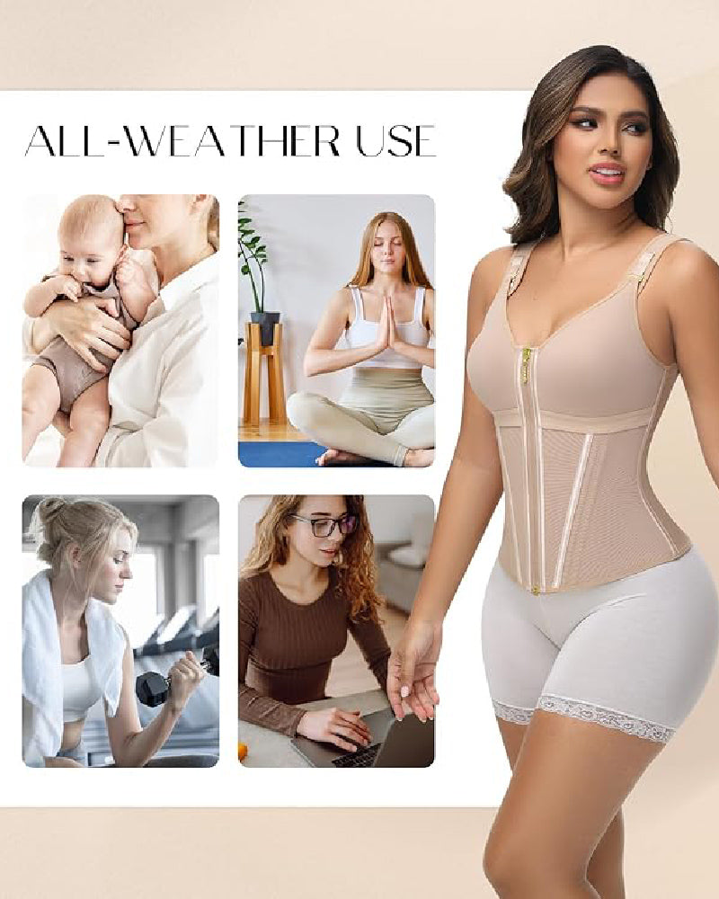 Shapshe® Corsé de Látex con Varillas para Mujer, Cierre de Cremallera, Moldeador de Abdomen con Sujetador