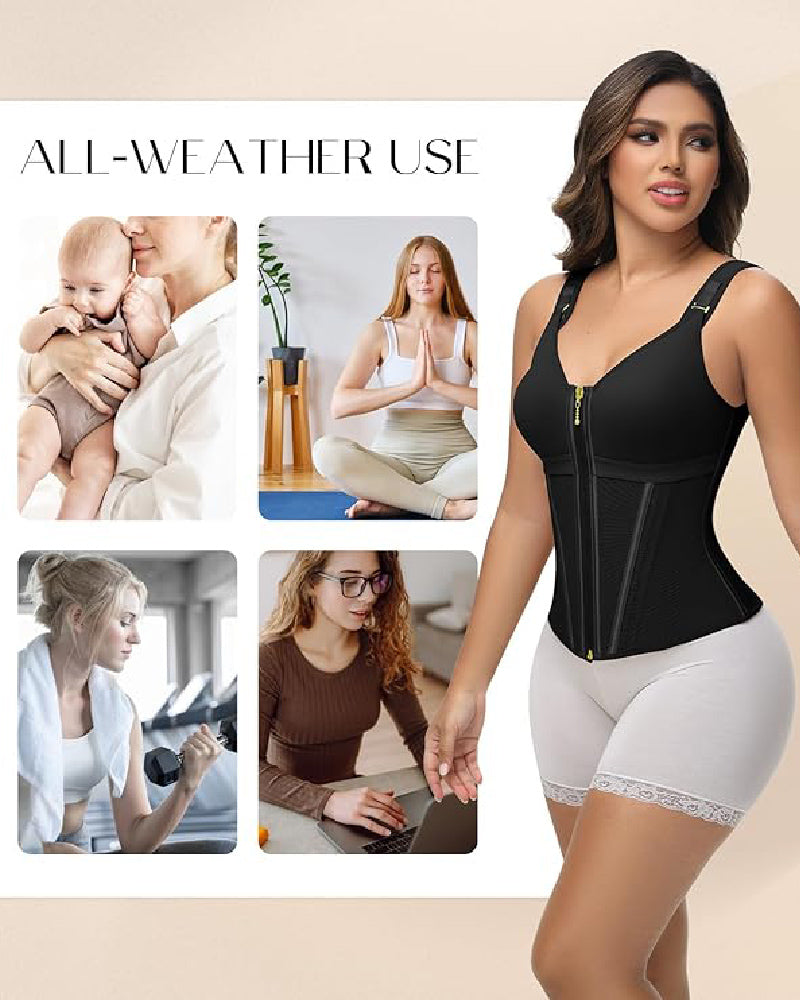 Shapshe® Corsé de Látex con Varillas para Mujer, Cierre de Cremallera, Moldeador de Abdomen con Sujetador