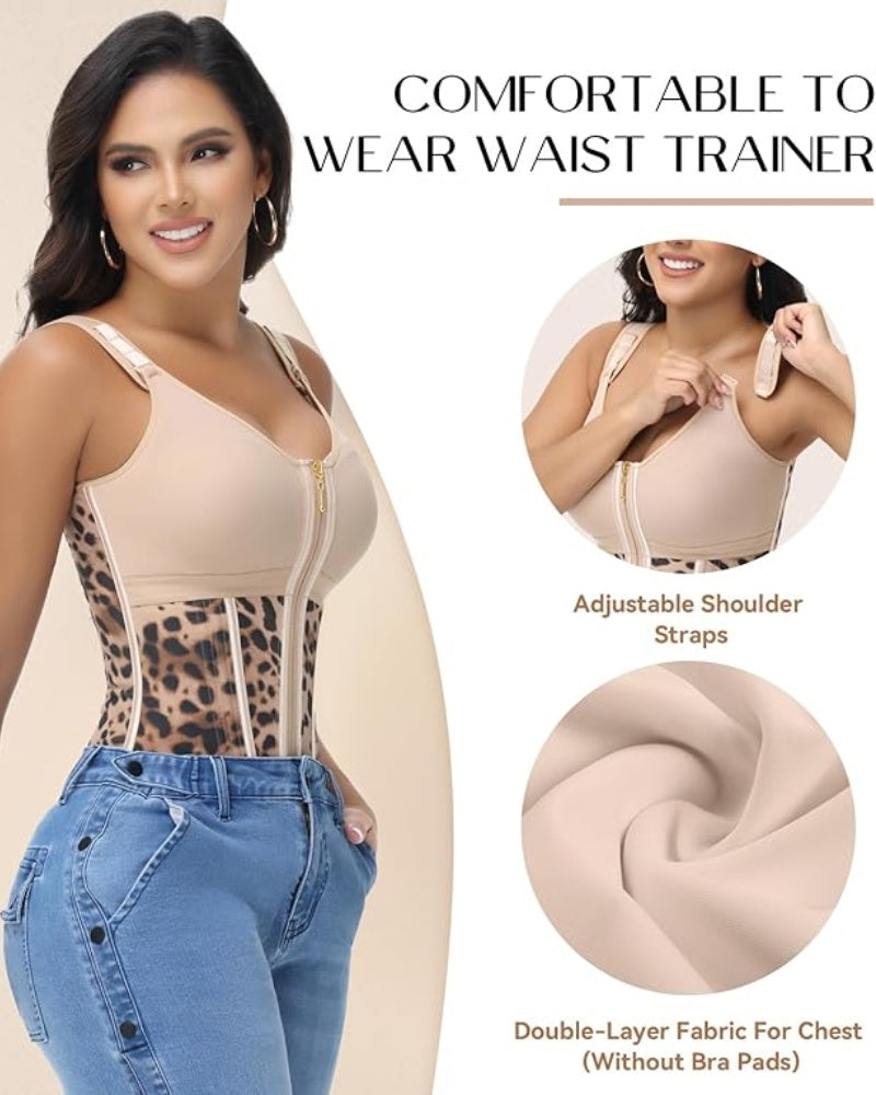 Shapshe® Corsé de Látex con Varillas para Mujer, Cierre de Cremallera, Moldeador de Abdomen con Sujetador