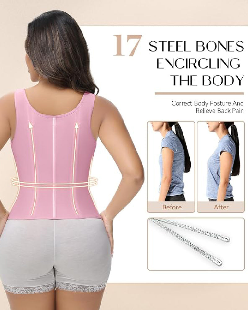 Shapshe® Fajas Colombianas Trainer de Cintura con Cremallera Frontal, Varillas de Acero y Control de Abdomen