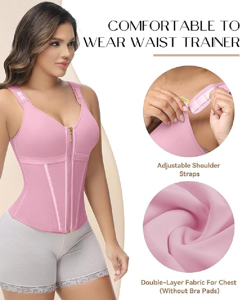 Shapshe® Corsé de Látex con Varillas para Mujer, Cierre de Cremallera, Moldeador de Abdomen con Sujetador