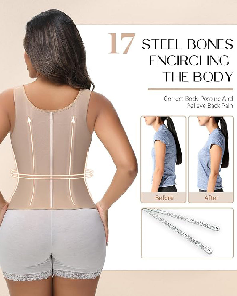 Shapshe® Fajas Colombianas Trainer de Cintura con Cremallera Frontal, Varillas de Acero y Control de Abdomen