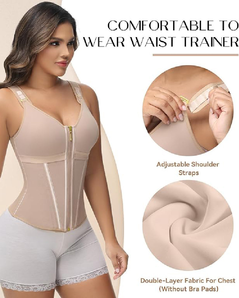 Shapshe® Corsé de Látex con Varillas para Mujer, Cierre de Cremallera, Moldeador de Abdomen con Sujetador