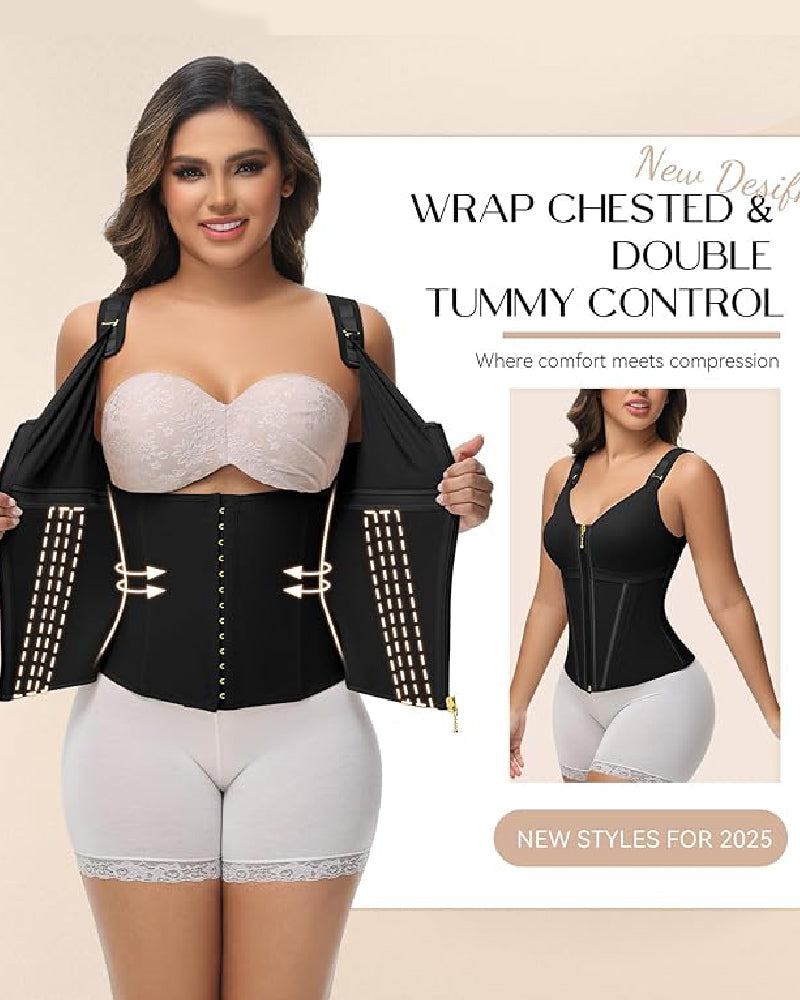 Shapshe® Corsé de Látex con Varillas para Mujer, Cierre de Cremallera, Moldeador de Abdomen con Sujetador