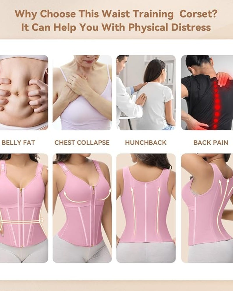Shapshe® Fajas Colombianas Trainer de Cintura con Cremallera Frontal, Varillas de Acero y Control de Abdomen