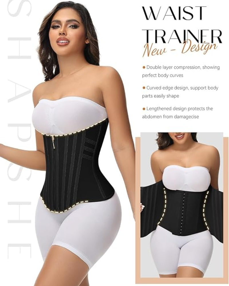 Shapshe® Corset Cinturilla Curvada con Ballenas, Alta Compresión para Cintura Pequeña