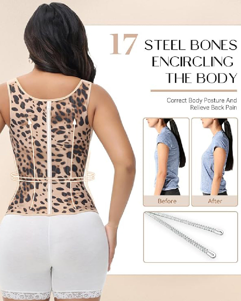 Shapshe® Fajas Colombianas Trainer de Cintura con Cremallera Frontal, Varillas de Acero y Control de Abdomen