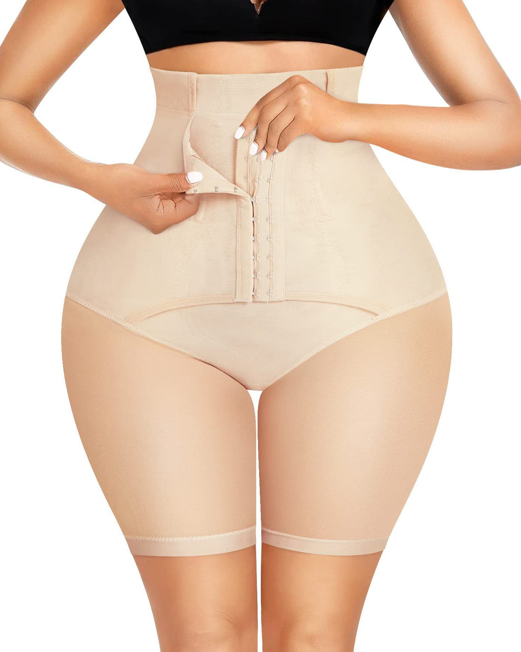 Shorts Faja de Control Abdominal Doble, Cintura Alta, Levanta Glúteos y Moldeador de Muslos