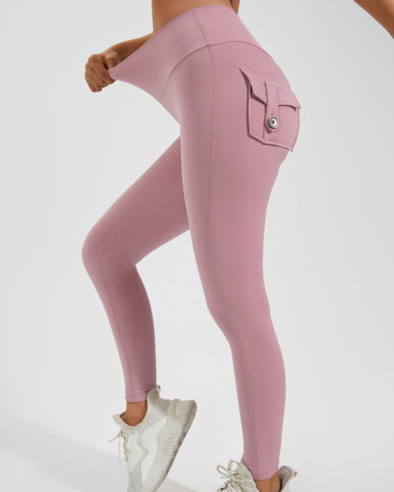 Leggings Deportivos Melocotón con Bolsillos Cargo