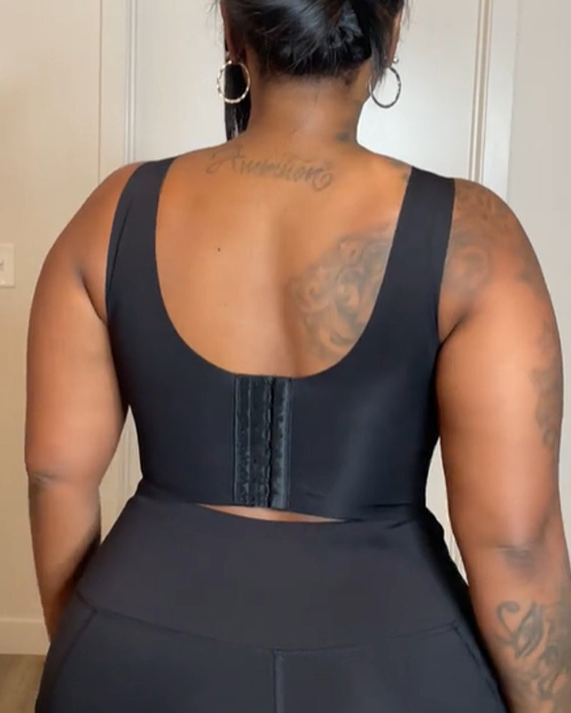 Top sin costuras con escote en V inalámbrico, talla grande, con push up