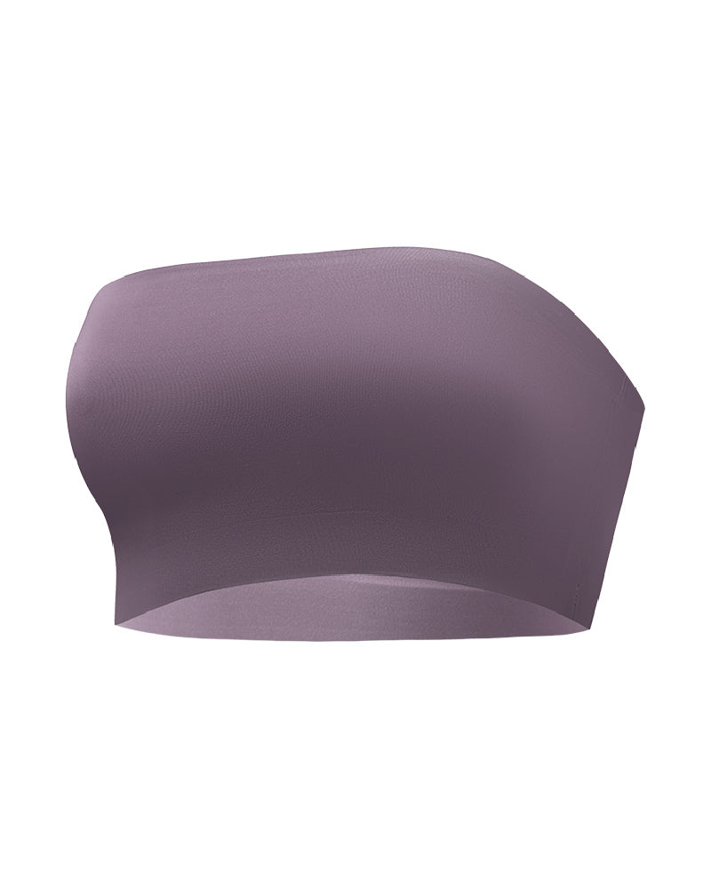 Bralette sin tirantes inalámbrico, tipo bandeau, sin costuras, elástico, sin relleno, push up