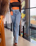Jeans Shapshe® Skinny Acampanados de Tiro Alto con Cintura Elástica
