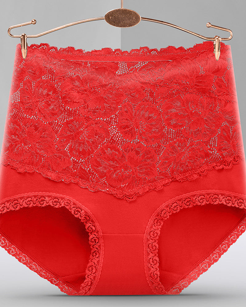 Bragas de encaje floral para mujer, con cintura alta en forma de V, control de abdomen, suaves y sexys