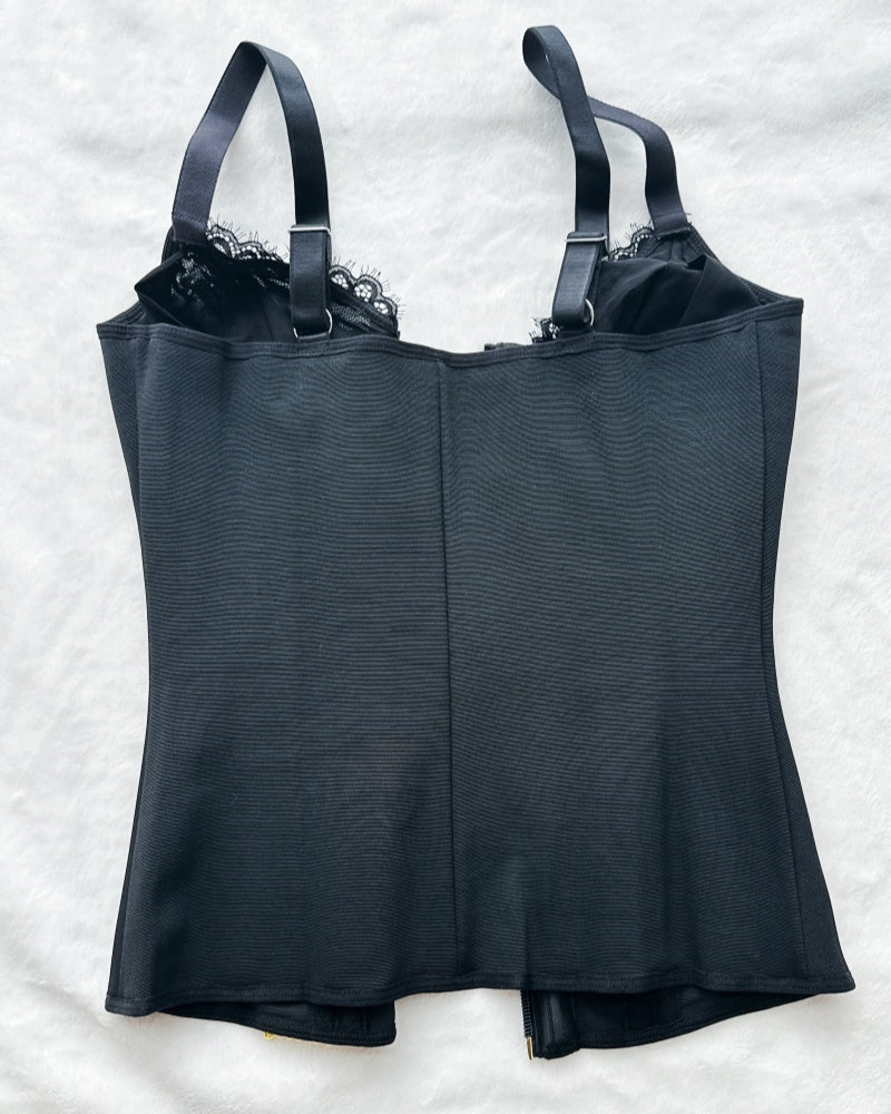 Shapshe® Top Corset de Encaje con Escote en V Profundo, Cinturilla Entrenadora con Cierre Frontal