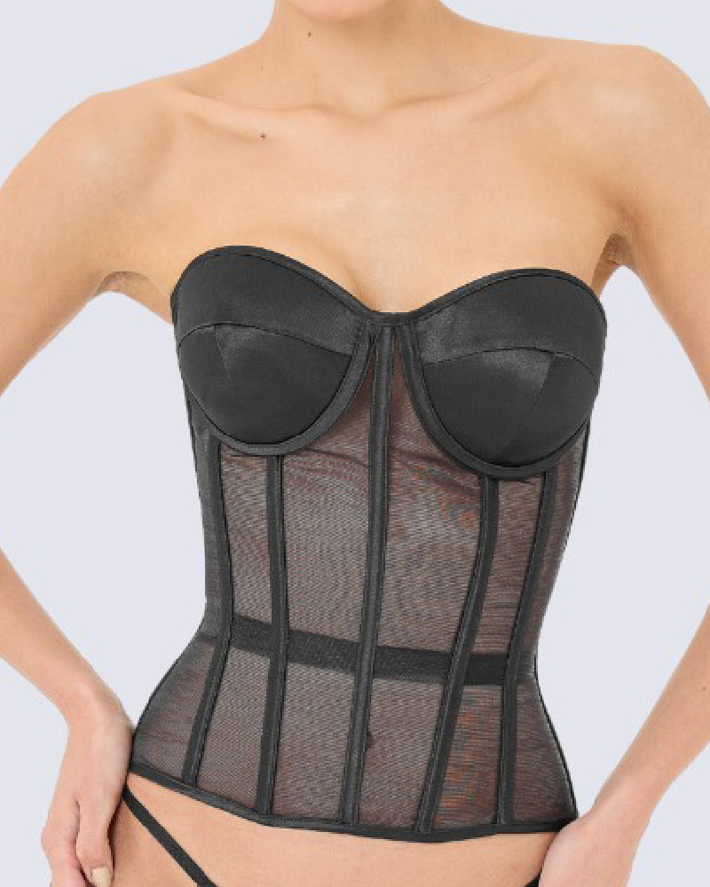 Corsés de malla transparente para mujer, estilo vintage, ajustados y sensuales, tipo overbust