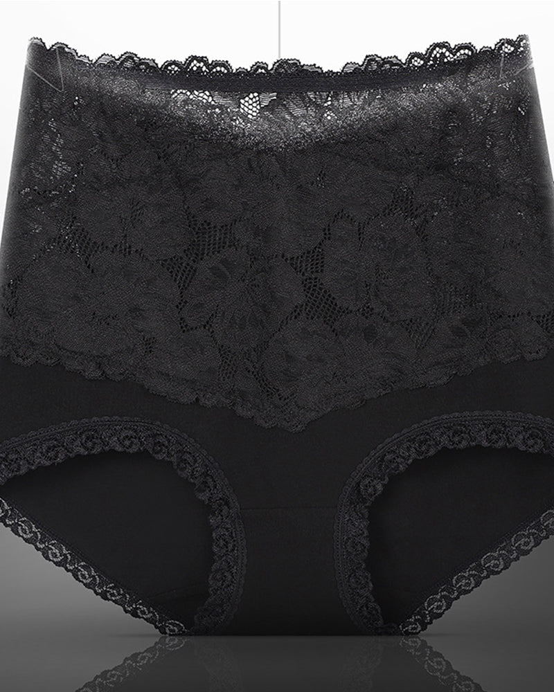 Bragas de encaje floral para mujer, con cintura alta en forma de V, control de abdomen, suaves y sexys