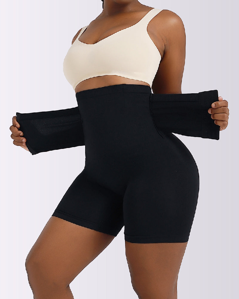 Shorts moldeadores tipo corset con cinturón de hebilla, cintura alta, elásticos, que levantan glúteos