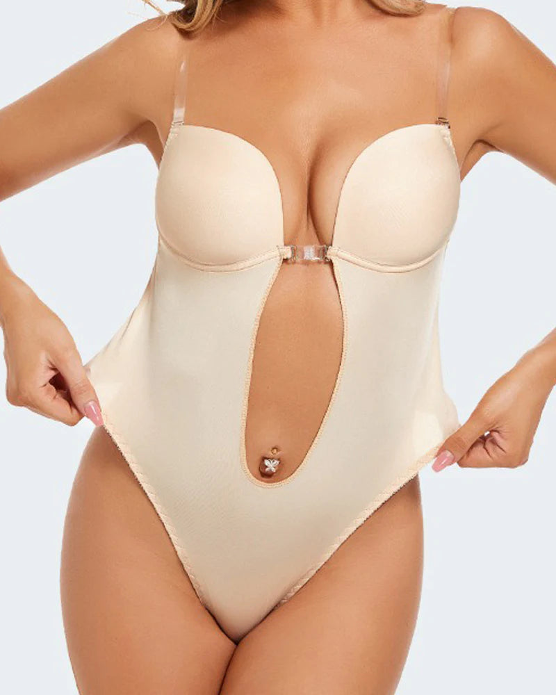 Faja moldeadora para mujer talla grande con espalda descubierta, sujetador integrado, moldeador de cuerpo sin costuras y abertura en la entrepierna