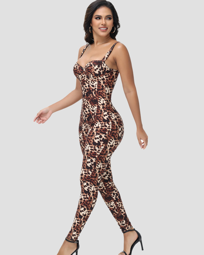 Shapshe® Enterizo Sexy con Tirantes y Estampado de Leopardo con Sostén Incorporado