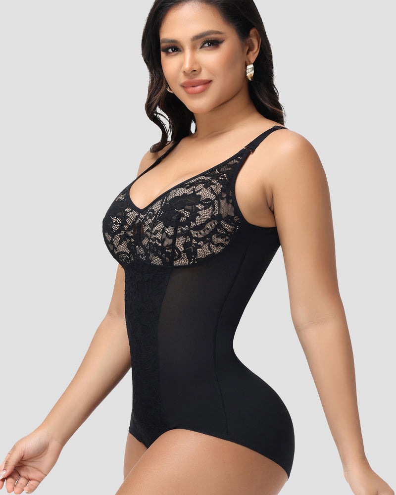 Shapshe® Body Modelador de Encaje Sexy con Escote en V y Braguitas (Preventa)