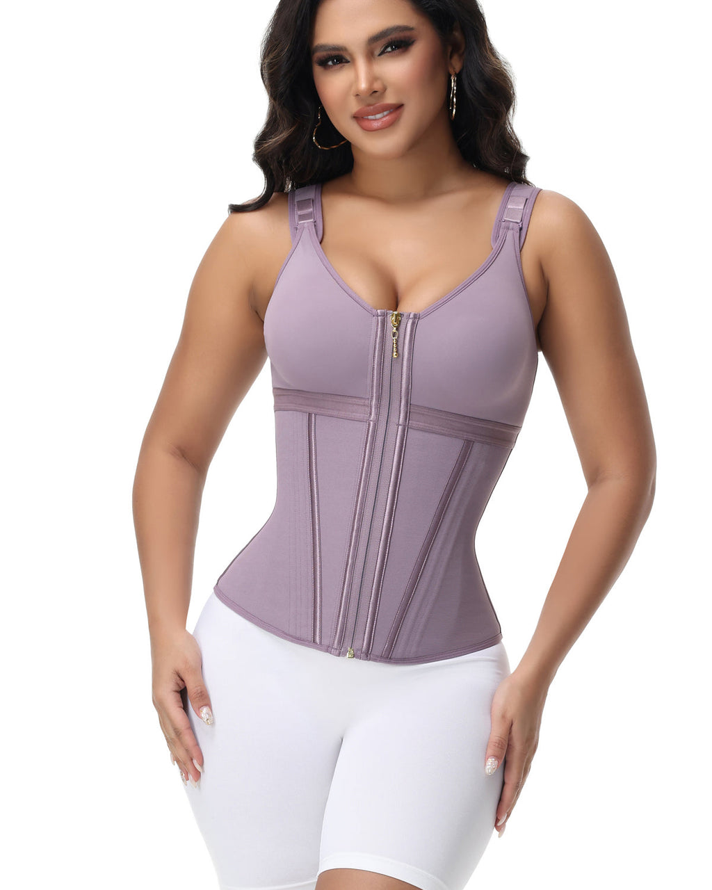 Shapshe® Corsé de Látex con Varillas para Mujer, Cierre de Cremallera, Moldeador de Abdomen con Sujetador