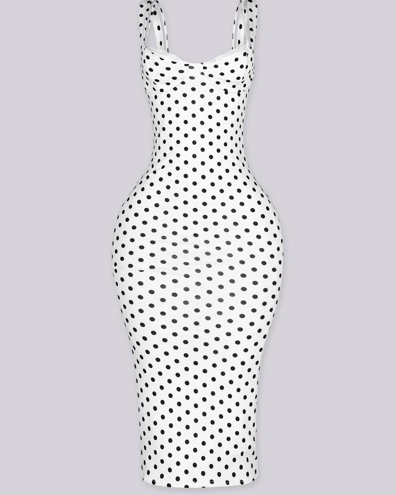 Vestido Maxi Clásico de Lunares para Mujer, Ajustado, Elástico y Sexy