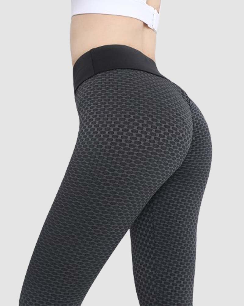 Leggings Deportivos Levantacola de Panal Anticelulitis de Cintura Alta para Yoga
