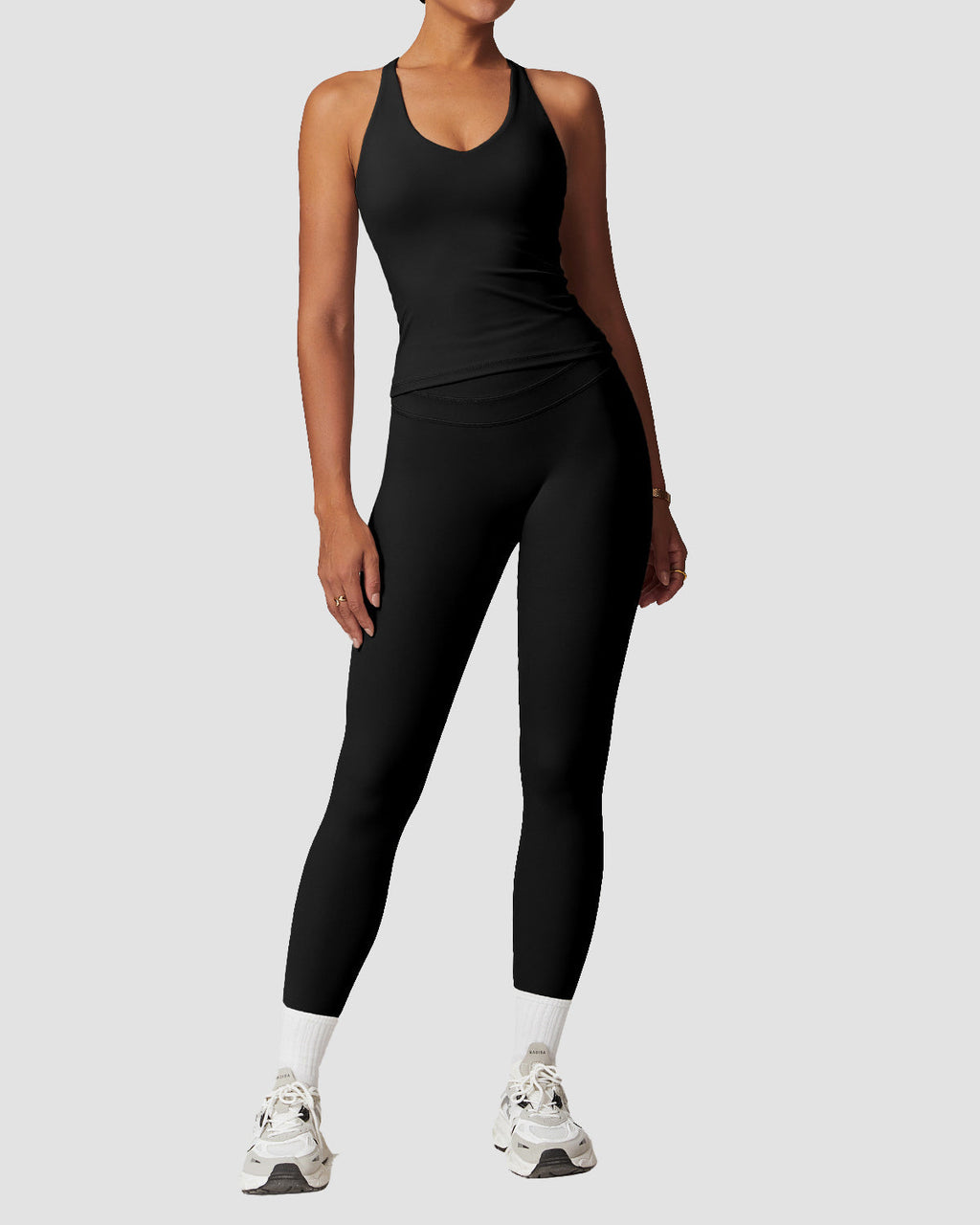 Conjunto de entrenamiento para correr y fitness de mujer con cintura alta