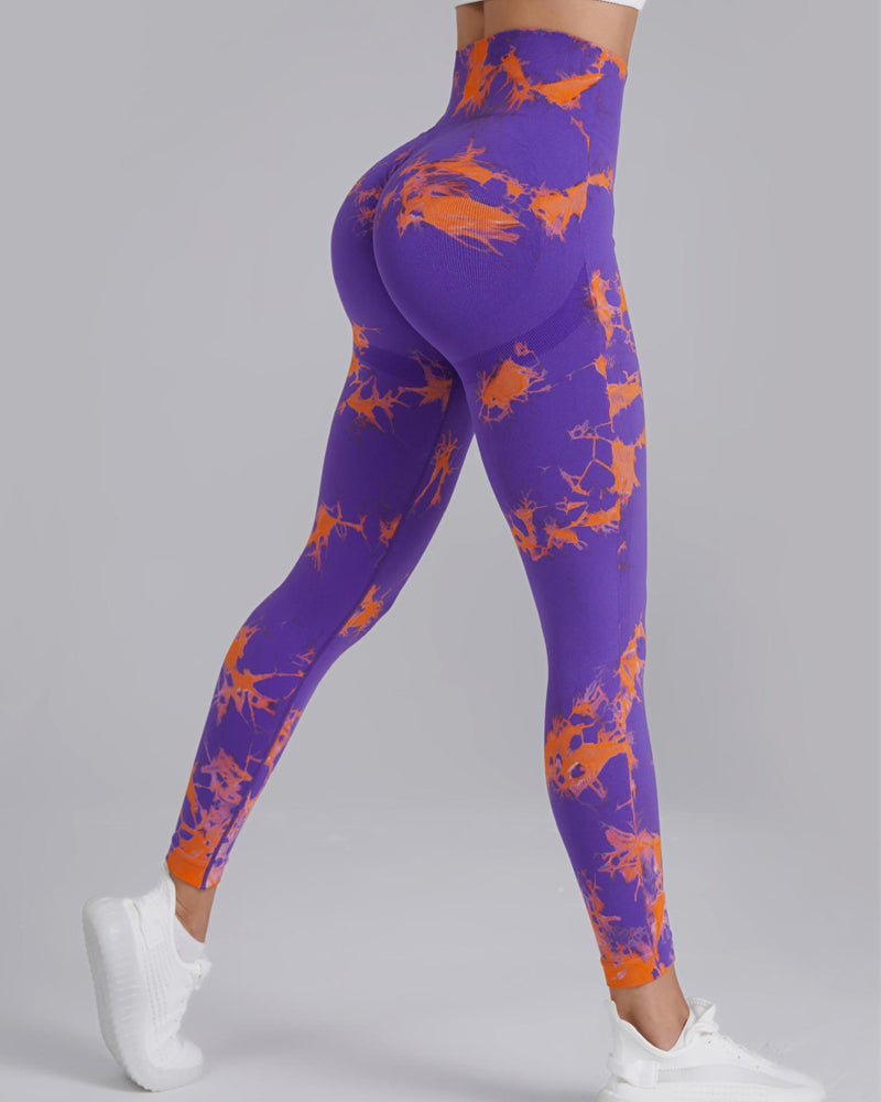 Pantalones de Yoga de Cintura Ancha con Estampado Tie Dye, Alta Elasticidad, Sin Costuras y Levantacola