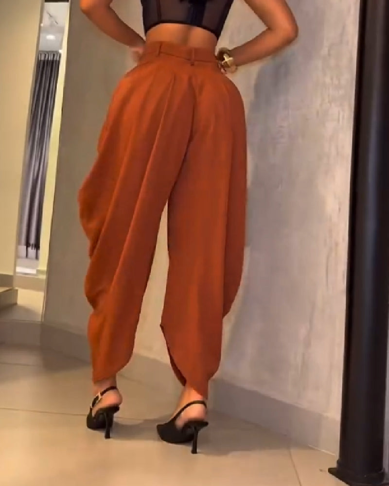 Pantalones Harem de Talle Alto Plisados y Pierna Ancha Shapshe® Leisure