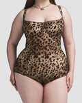 Shapshe® Sexy Leopard Picot-Trim Bodysuit Balconette Neck Stretch Shapewear