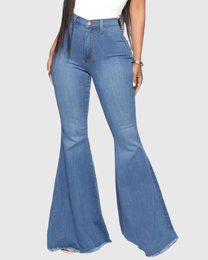 Jeans acampanados multicolor elásticos versátiles con levantacola de cintura alta